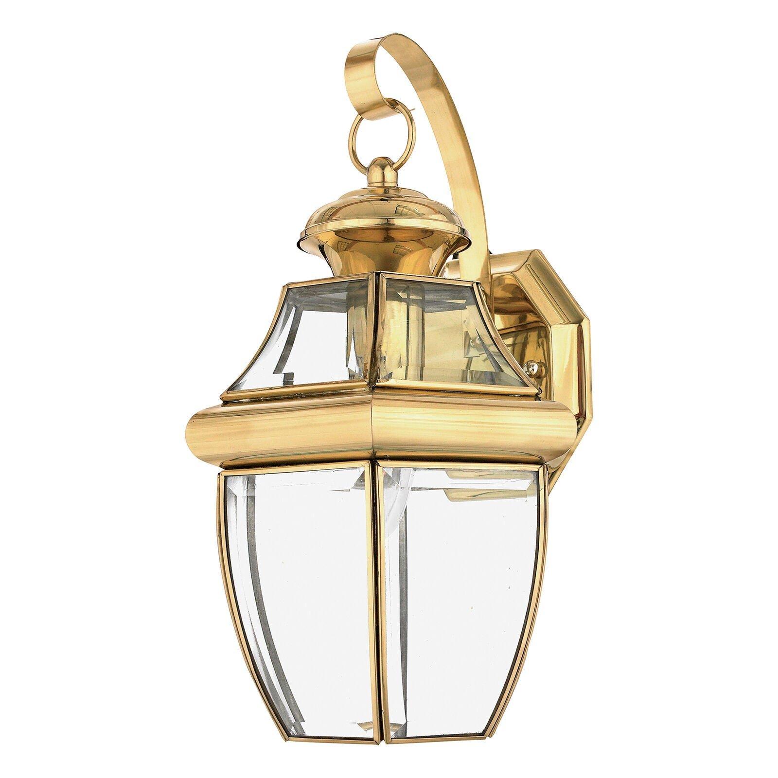 Outdoor IP44 Wall Light Highly Polished Brass LED E27 150W d02312