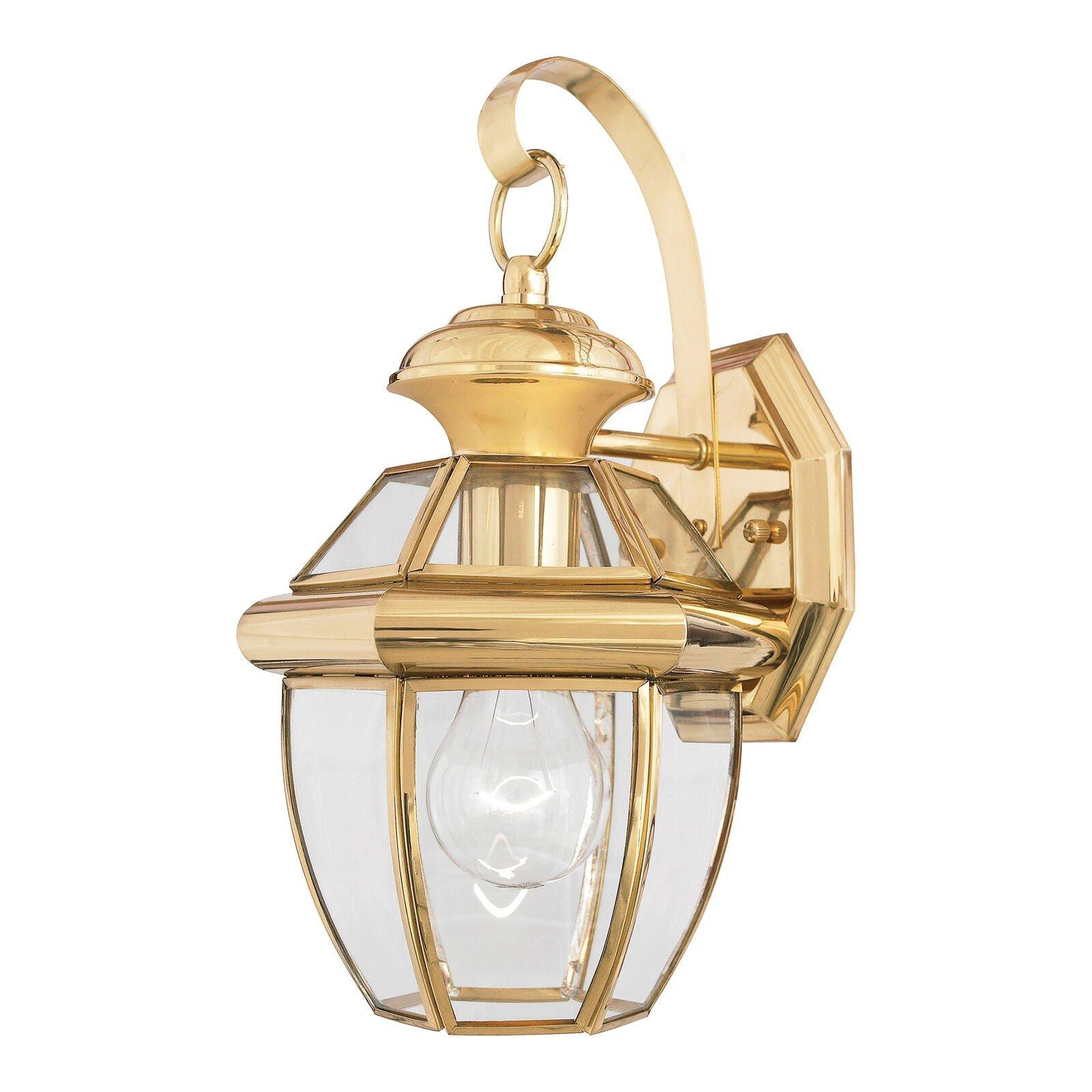 Outdoor IP44 Wall Light Highly Polished Brass LED E27 150W d02314