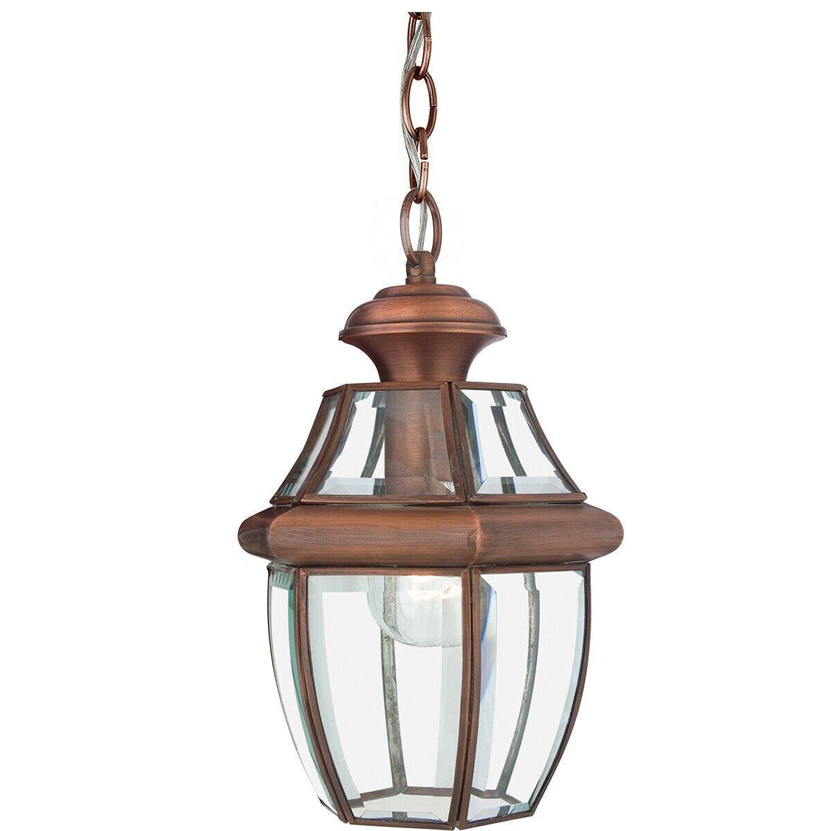 IP23 1 Bulb Chain Lantern Light Aged Copper LED E27 100W