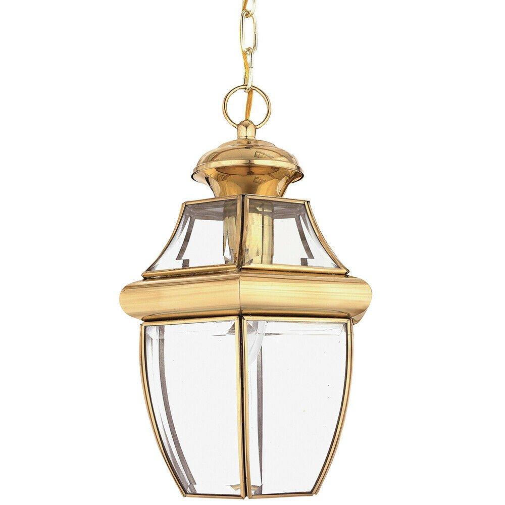 IP23 1 Bulb Chain Lantern Light Highly Polished Brass LED E27 100W