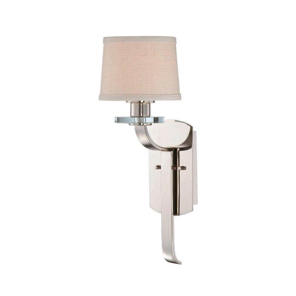 Wall Light Optic Glass Asccents Milano Fabric Shade Imperial Silver LED E27 60W