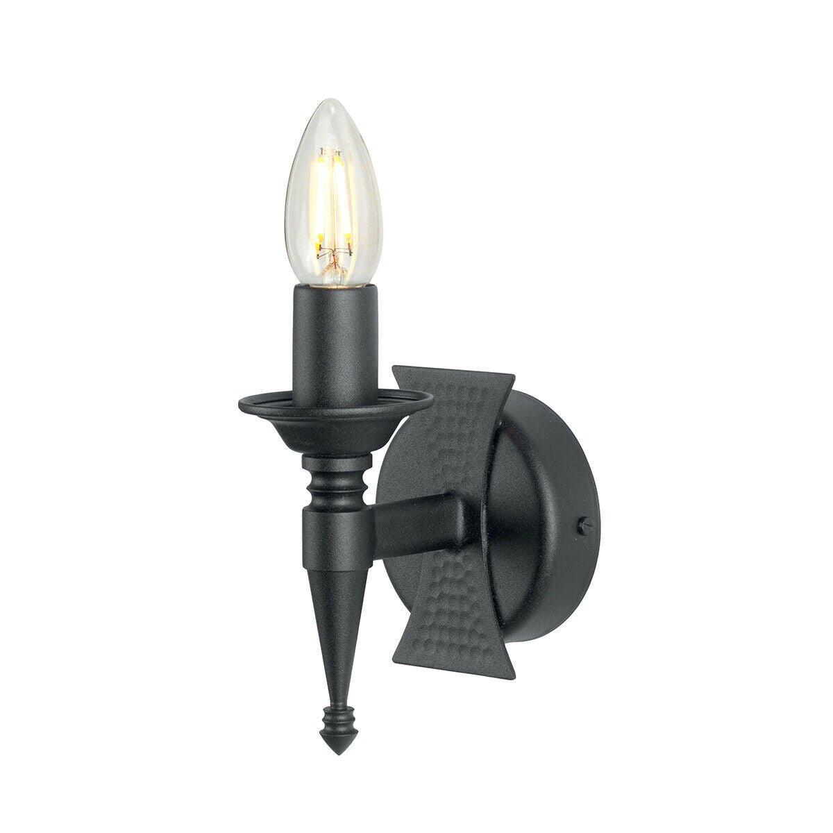 Wall Light Sconce Metal Panels Period & Modern Style Black LED E14 60W Bulb
