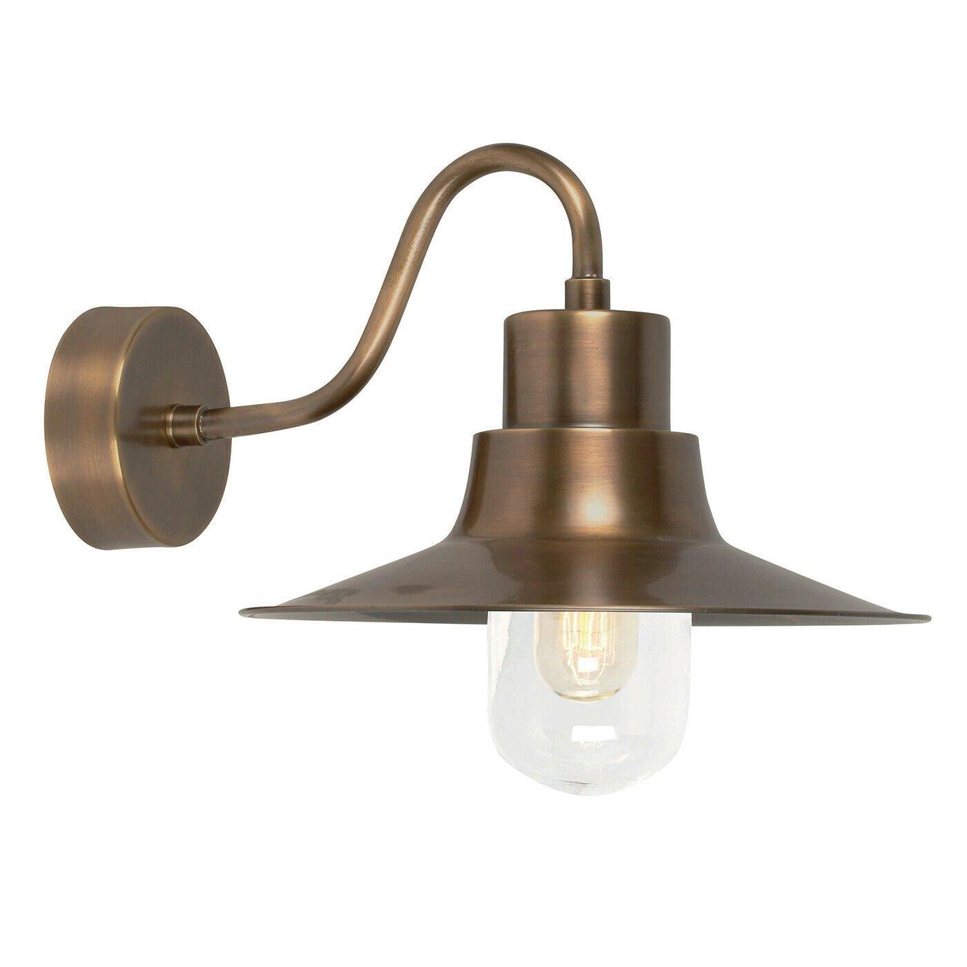 Outdoor IP44 1 Bulb Wall Light Lantern Aged Brass LED E27 100W