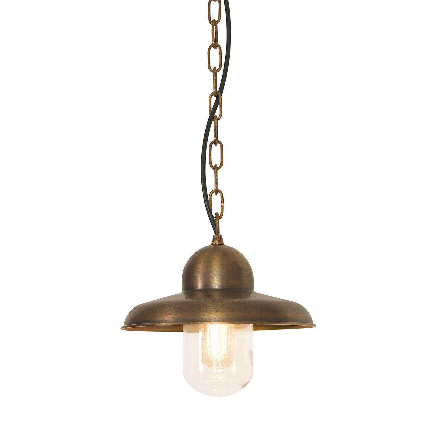 Outdoor IP44 1 Bulb Ceiling Chain Lantern Aged Brass LED E27 100W