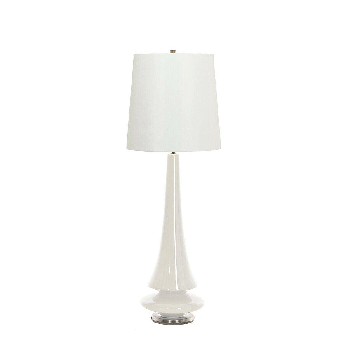 Table Lamp Polar White Glaze White Faux Silk Shade White LED E27 60W