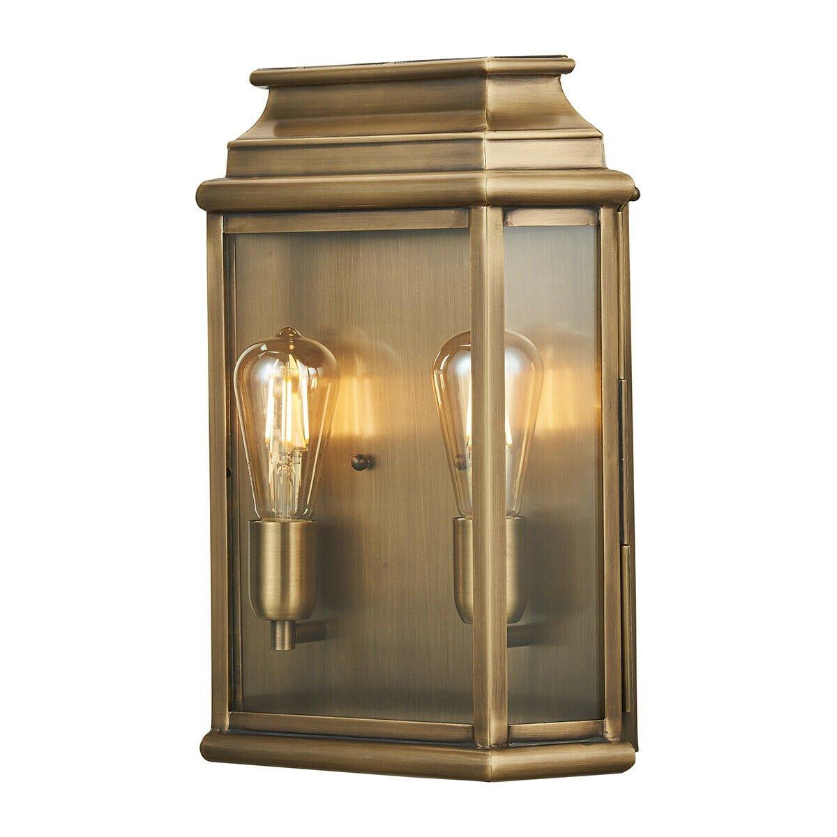Outdoor IP44 Twin Wall Light Aged Brass LED E27 100W d02505