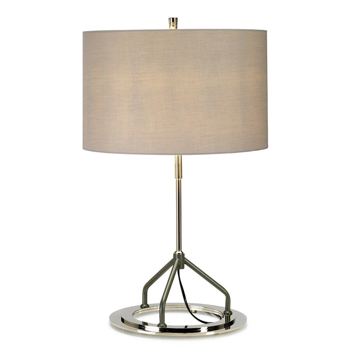 Table Lamp Grey Shade White Highly Polished Nickel Finish LED E27 60W Bulb