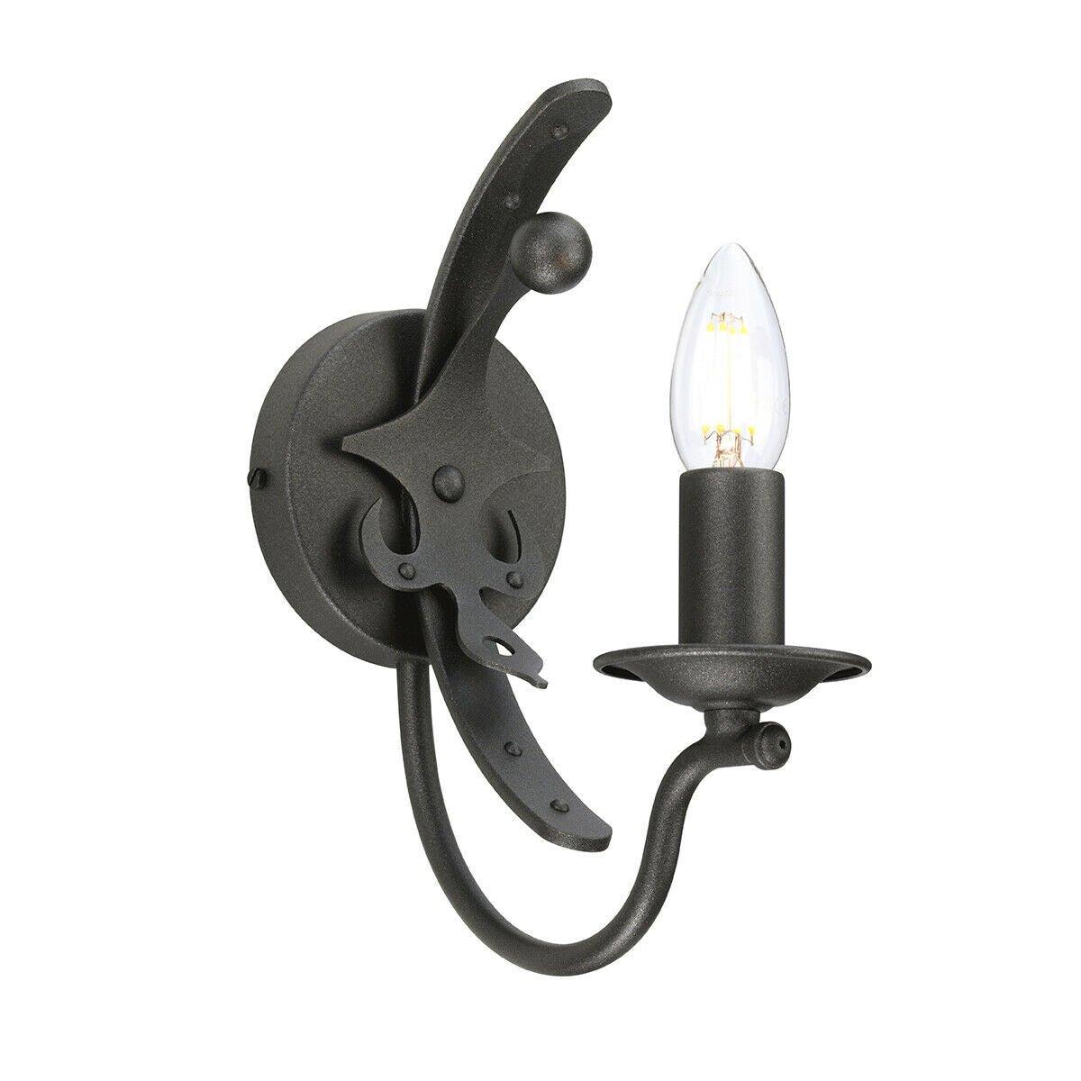 Wall Light Sconce Black Steel Black Candle Holder Tube Graphite LED E14 60W