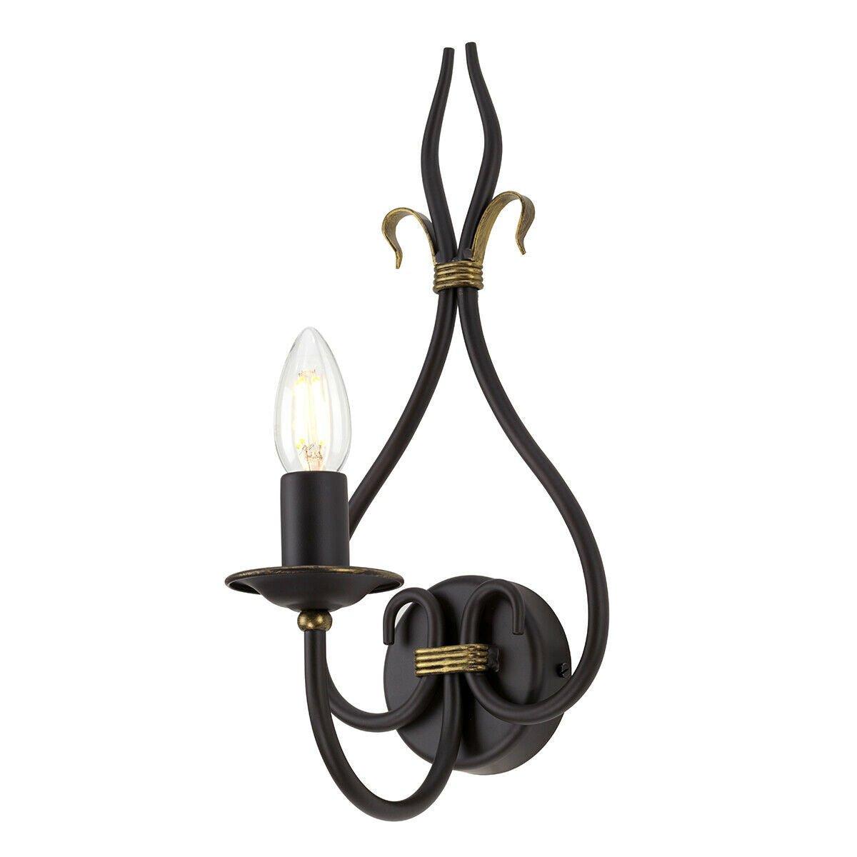 Wall Light Sconce Timeless Wrought Iron Rust/Gold LED E14 60W Bulb