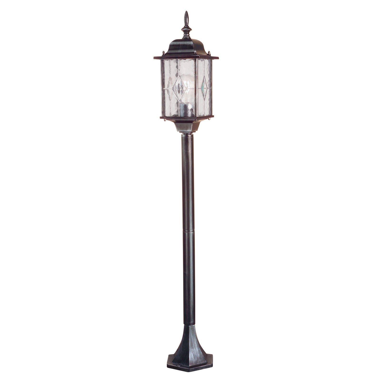 IP43 1 Bulb Short Mini Lamp Post Pillar Black Silver LED E27 100W