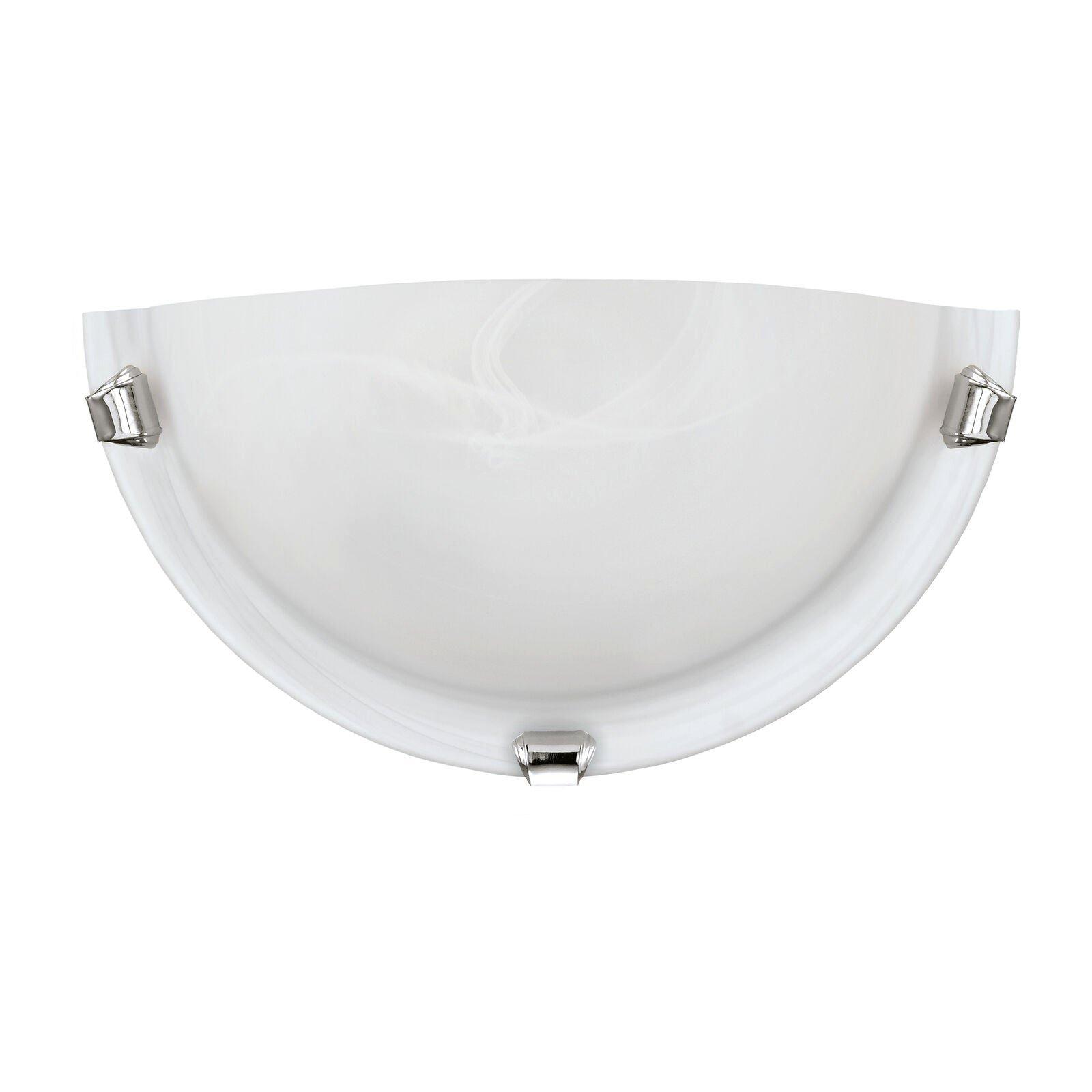 Wall Light Colour Chrome Plated Shade White Glass Alabaster Bulb E27 1x60W