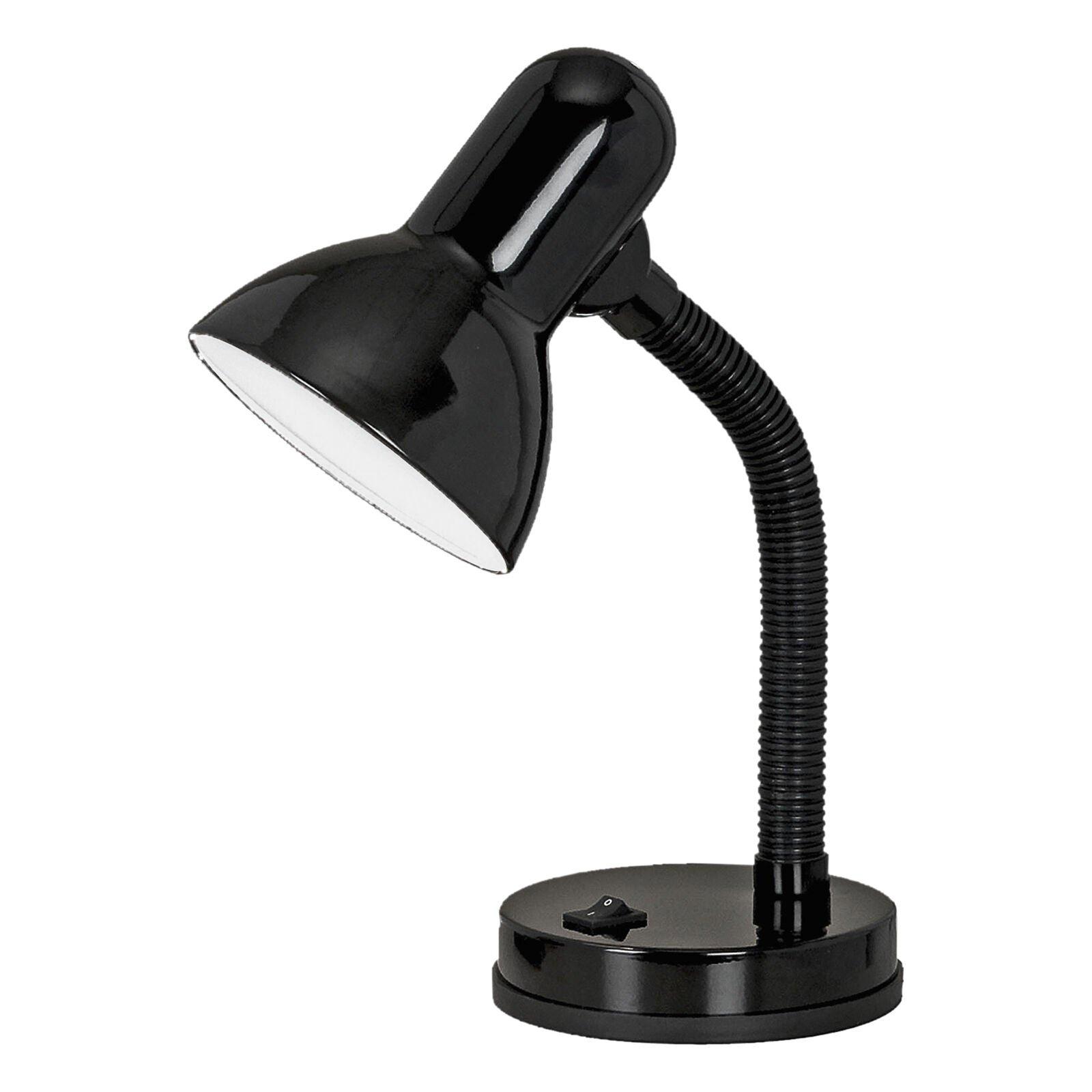 Table Lamp Flexible Moveable Colour Black Steel Rocker Switch Bulb E27 1x40W