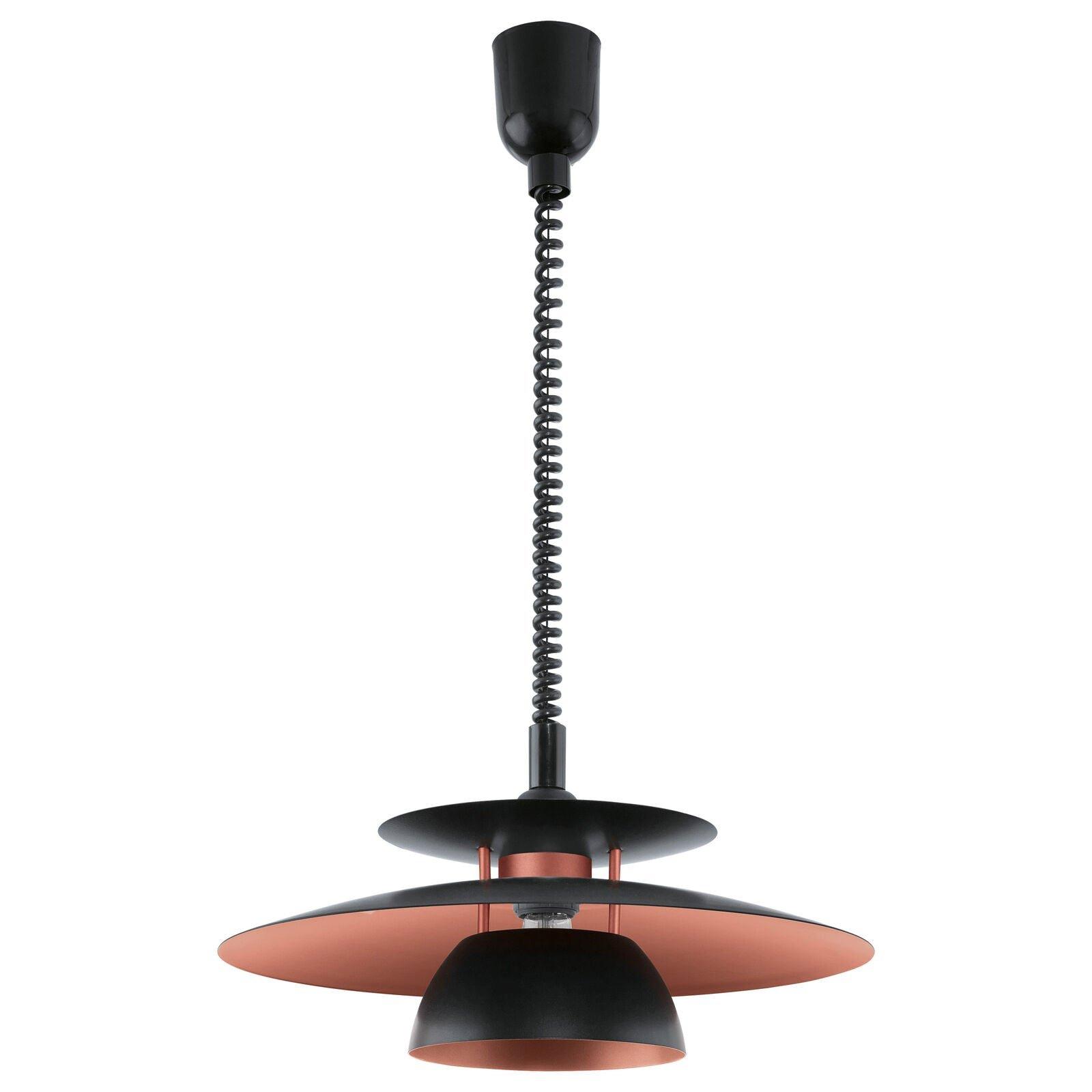 Pendant Light Height Adjustable Colour Black Shade Black Copper Bulb E27 1x60W
