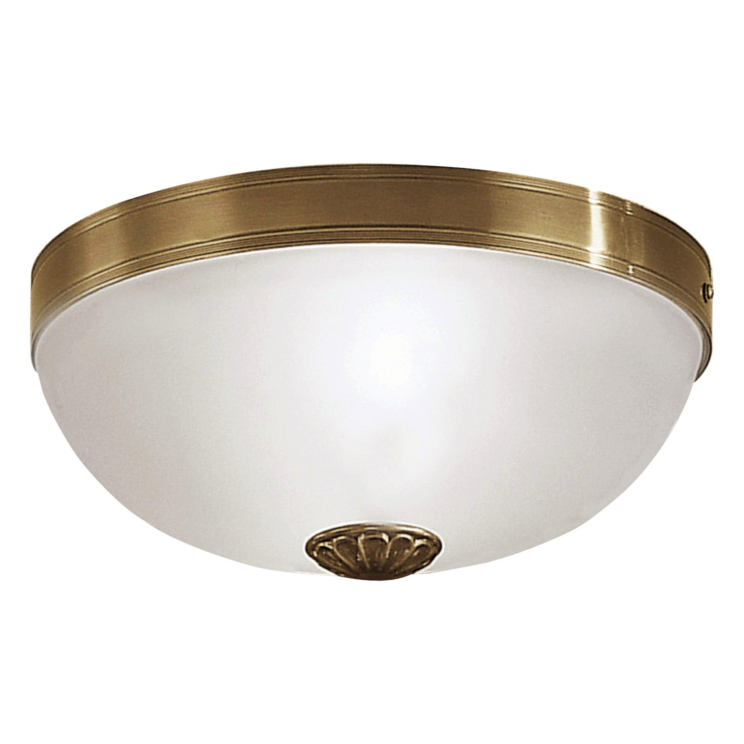 Wall Flush Ceiling Light Colour Bronzed Shade White Satin Glass Bulb E27 2x60W