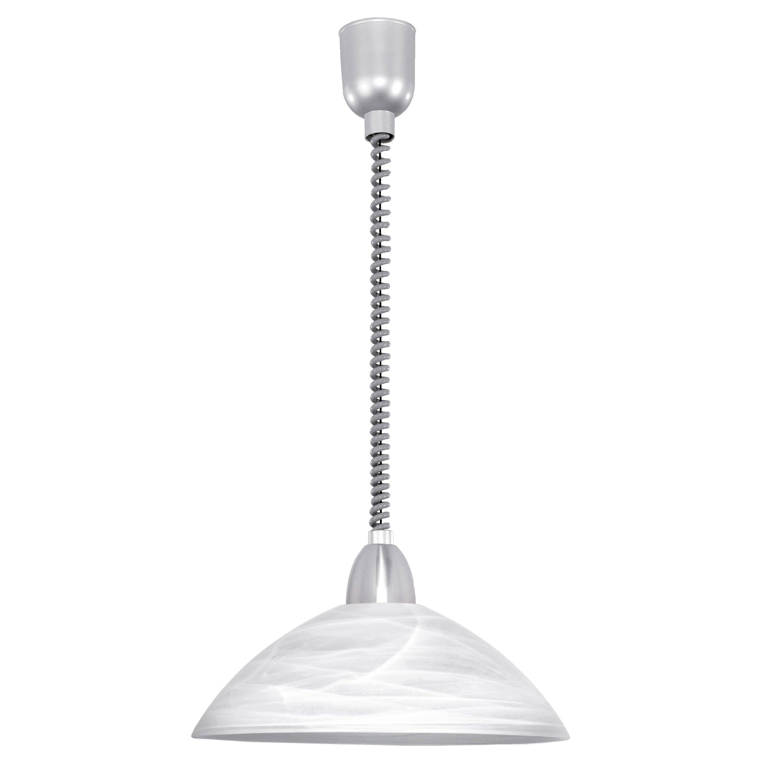 Pendant Light Silver Satin Nickel Shade White Glass Alabaster Bulb E27 1x60W