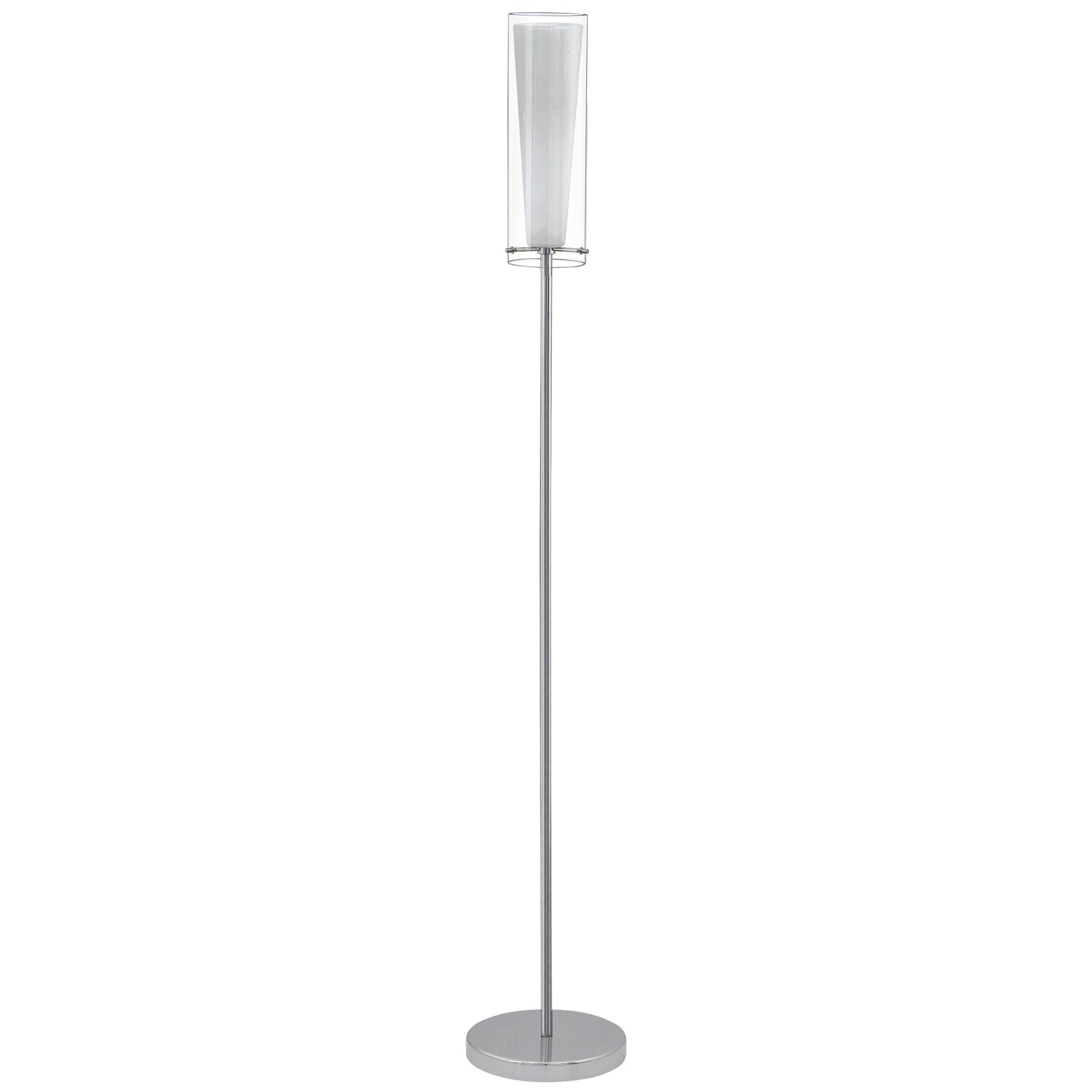 Floor Lamp Light Chrome Shade Clear White Glass Glass Opal Matt Bulb E27 1x60W