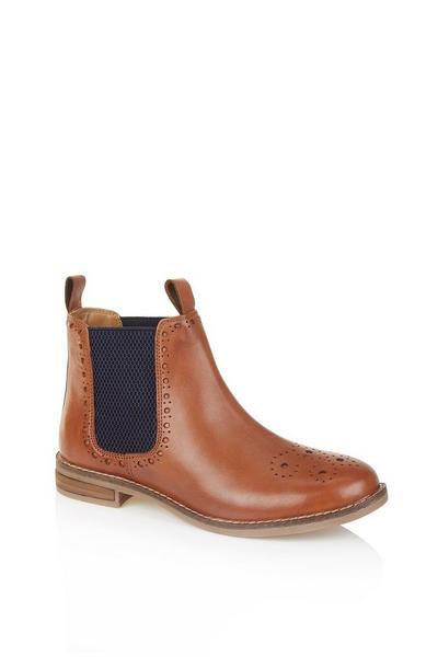 Zoey Leather Brogue Chelsea Boot