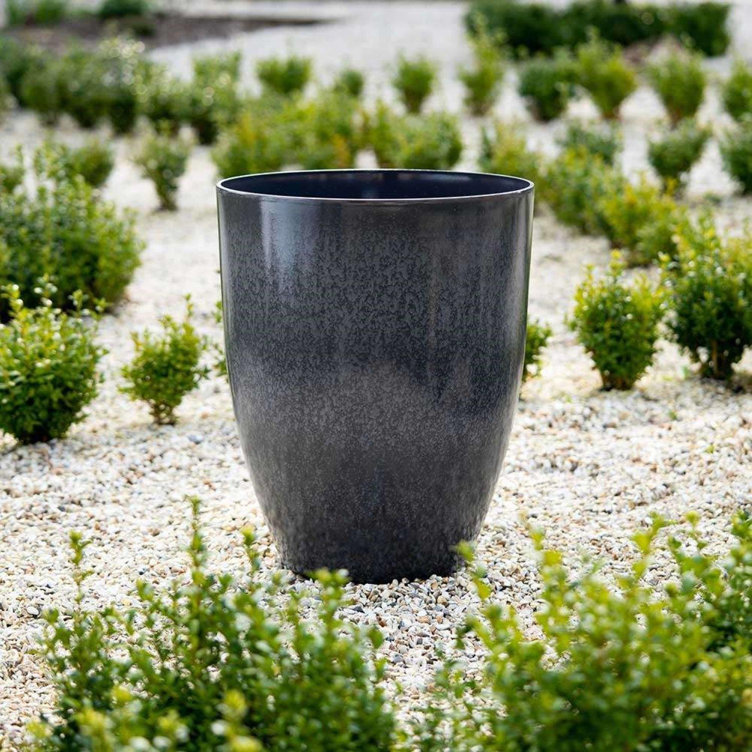 Tall Grey Round Planter with Optional Drainage Holes and Bung
