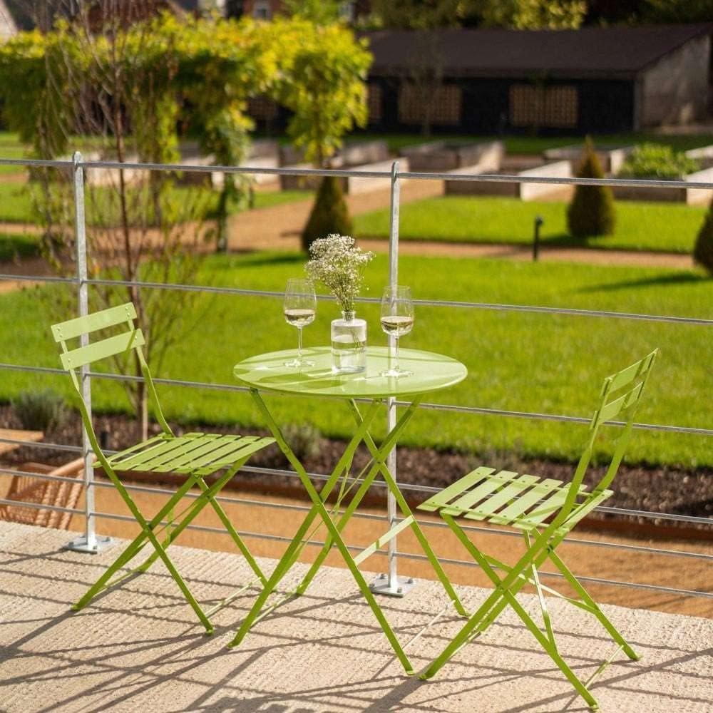 2 Seater Metal Outdoor Patio Bistro Set in Lime