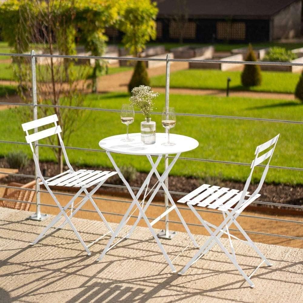 2 Seater Metal Outdoor Patio Bistro Set in White
