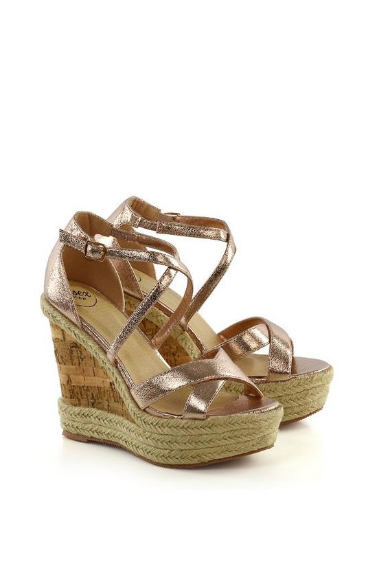 XY London 'Chance' Woven Strappy Wedge Heel Platform Sandals 3