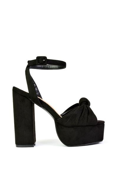 'Lillian' Peep Toe Strappy Chunky Block High Heel Platform Shoes