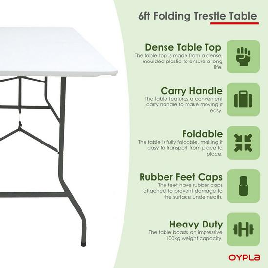 Oypla 6ft Folding Outdoor Trestle Table 6