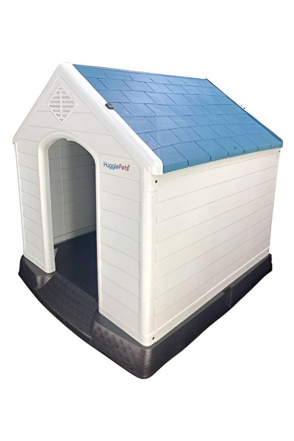 Plastic Dog Kennel with Base (413) - Blue Roof