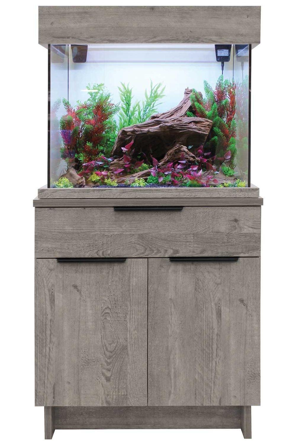 OakStyle 110L Aquarium and Urban Grey Cabinet