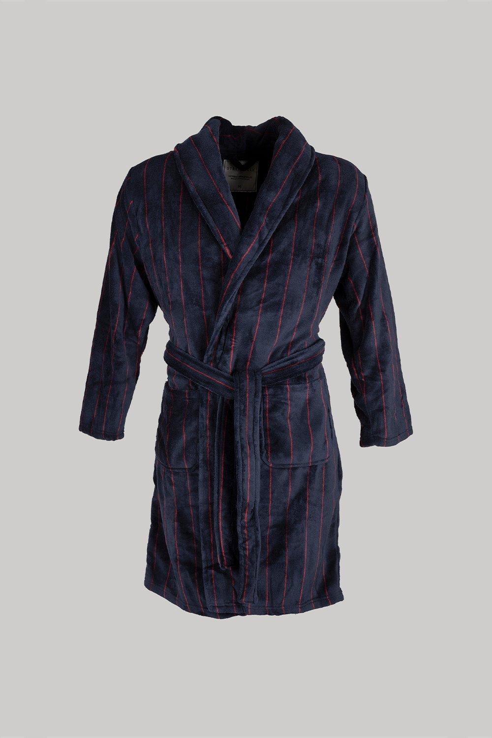 Navy with Red Stripe Dressing Gown