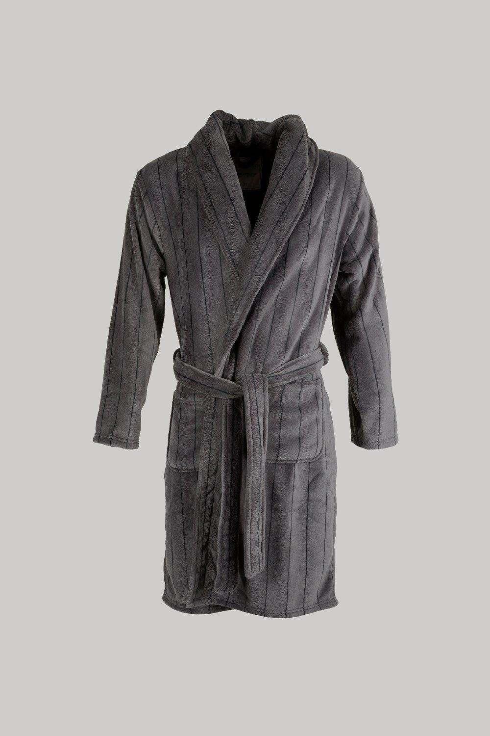 Charcoal and Black Stripe Dressing Gown