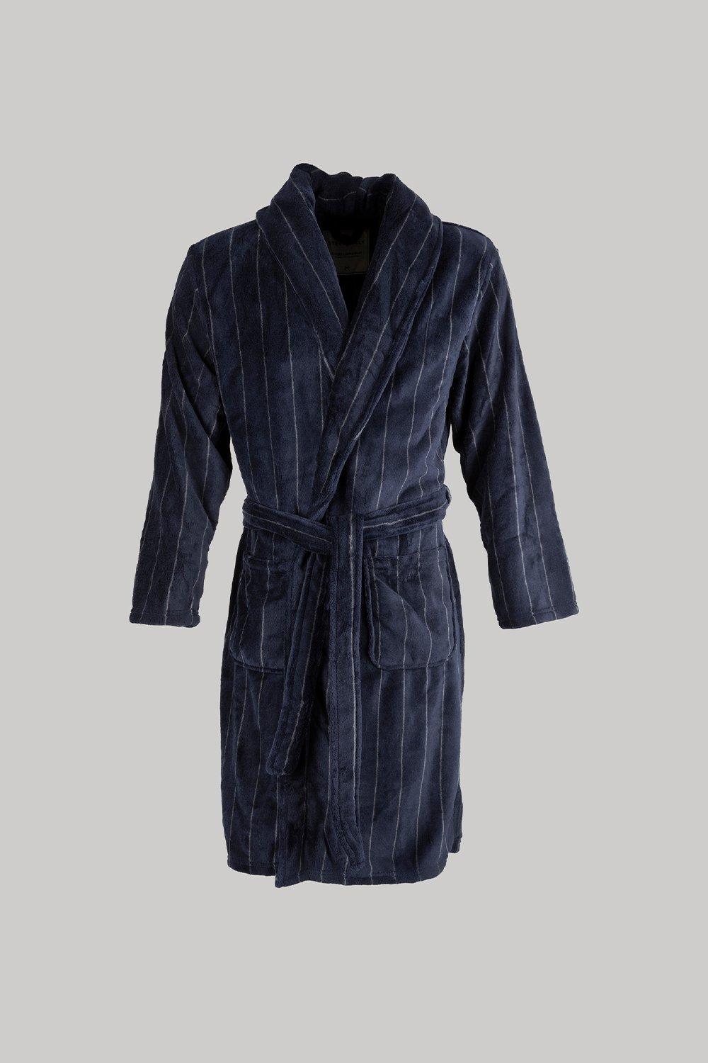 Navy and Grey Stripe Dressing Gown