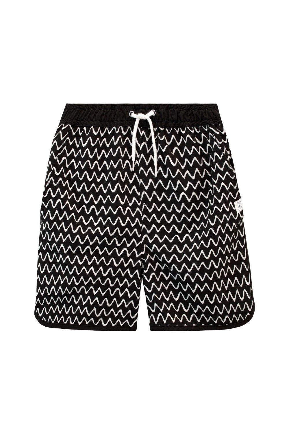 Make Waves Zig Zag Pattern Swim Shorts With Waist Pockets