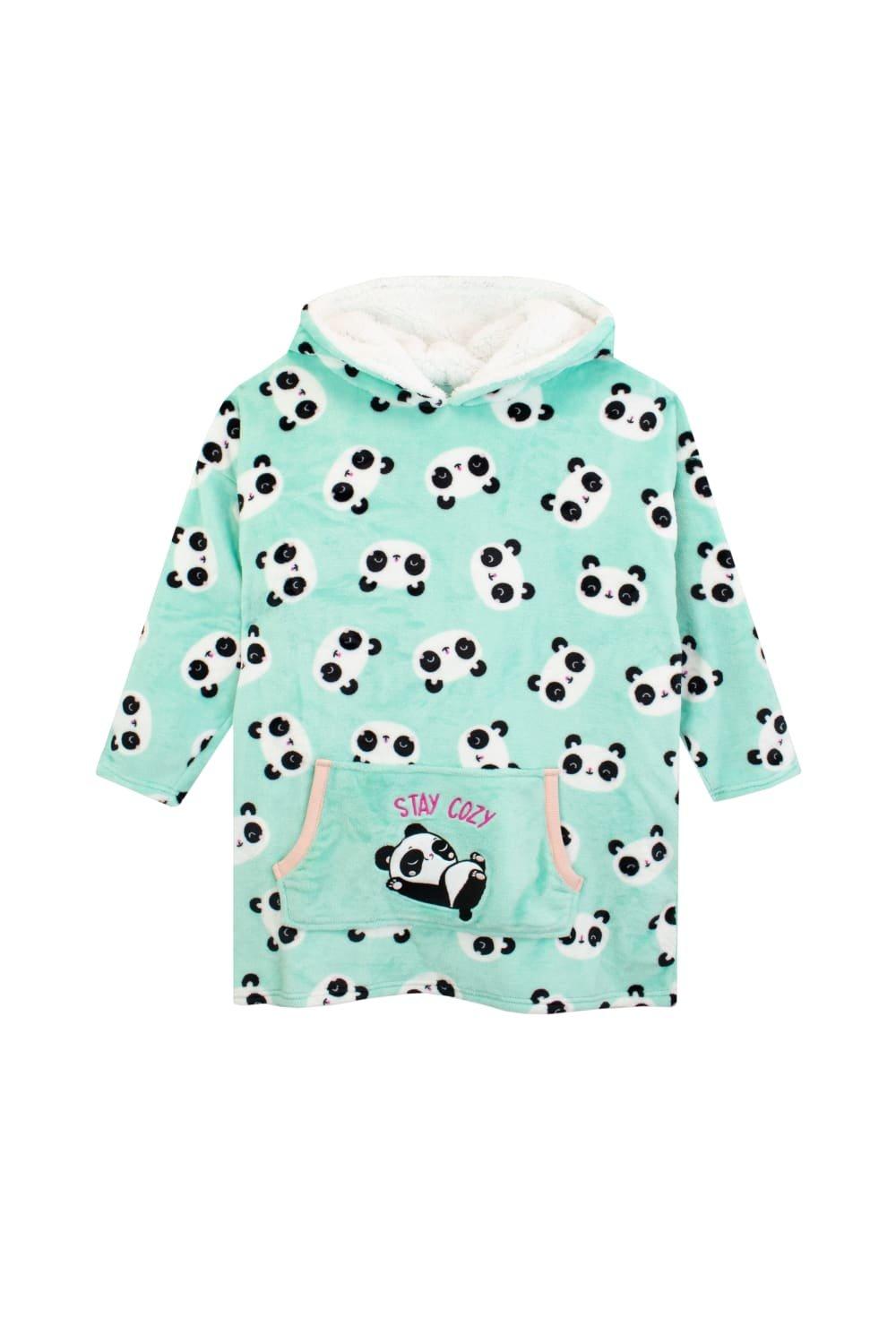 Harry Bear Women's Panda Oversized Fleece Blanket Hoodie Loungewear|green