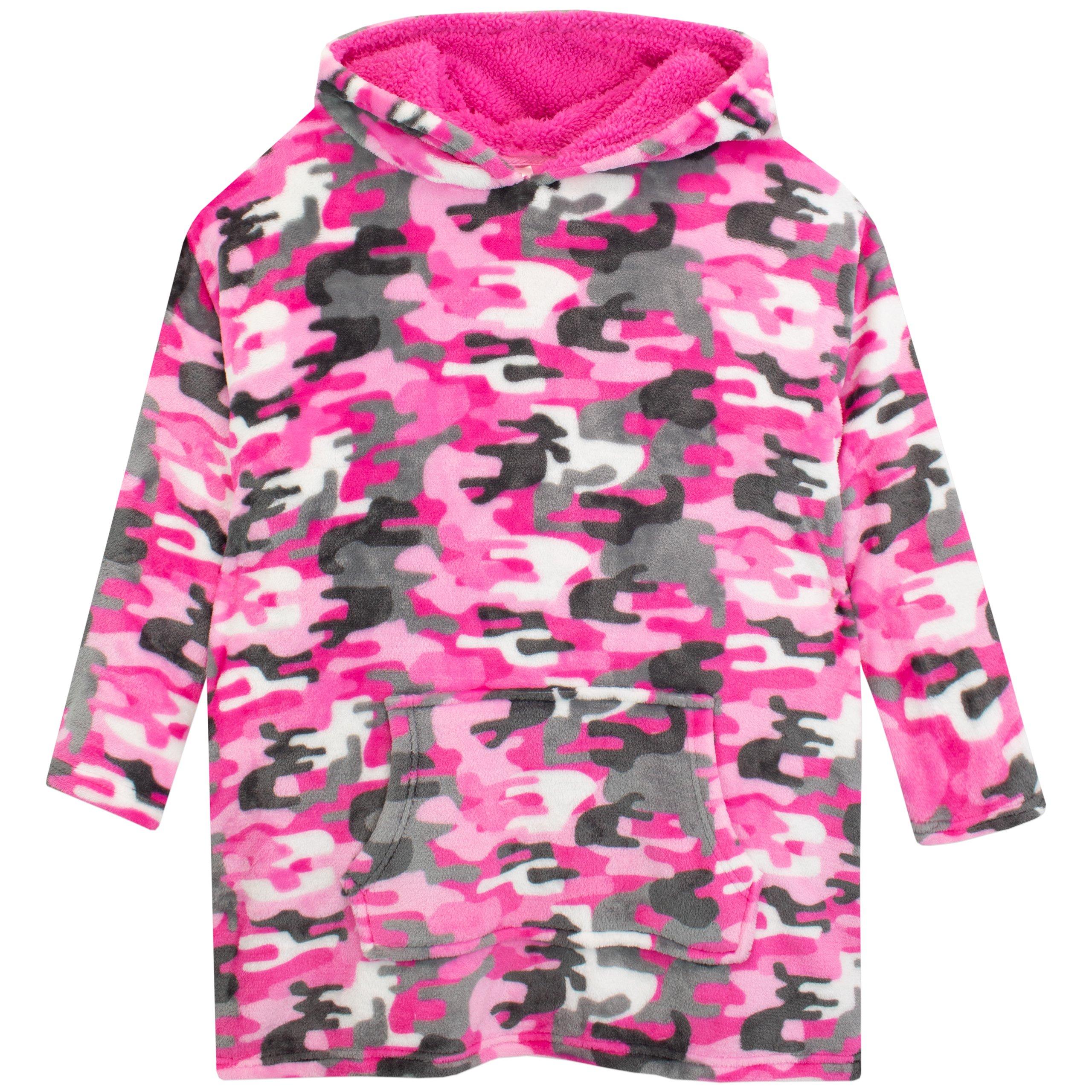 Harry Bear Camo Oversized Fleece Blanket Hoodie Loungewear|pink
