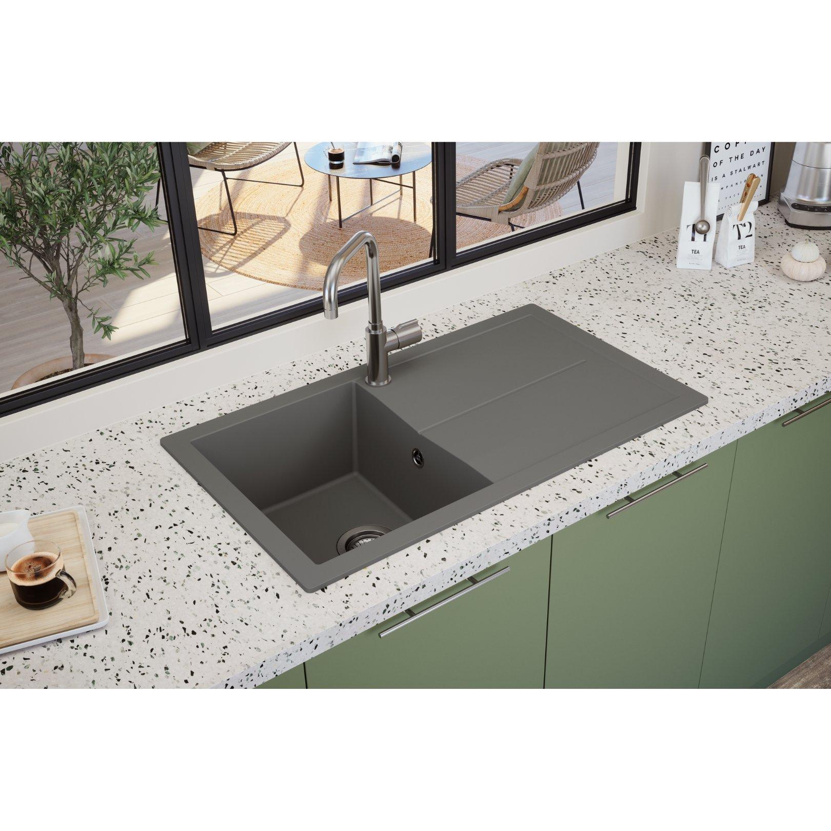 NALI10GR 1.0 Bowl Grey Composite Inset Kitchen Sink