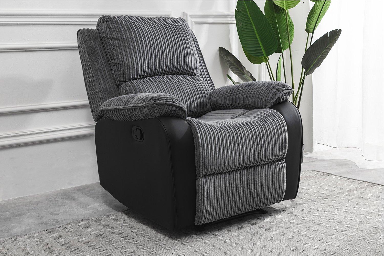 Boston Plush Fabric Recliner Armchair