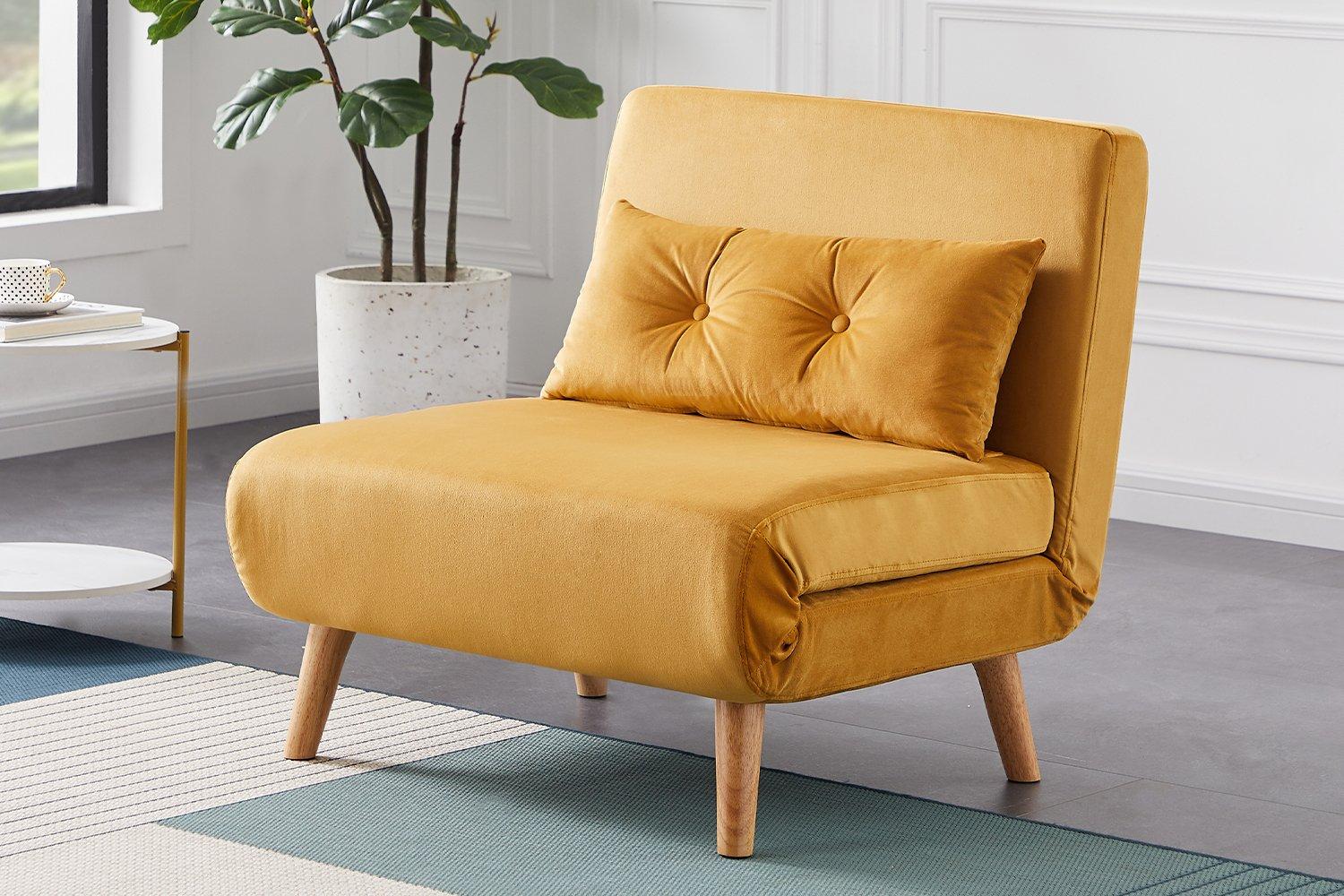 Jola Velvet Foldable Sofa Bed With Pillow 1 Seater