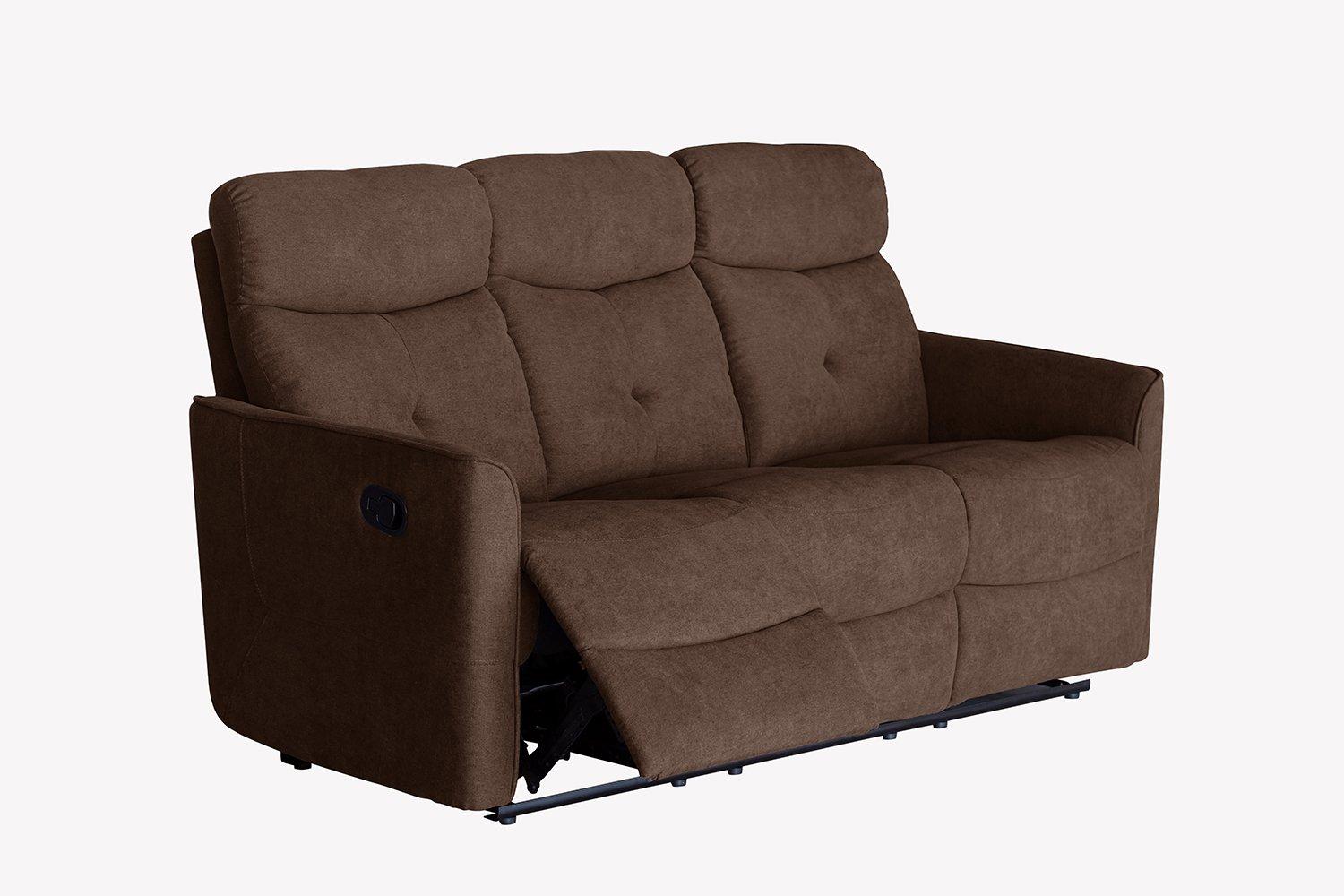 Pablo Plush 3 Seater Manual Recliner Sofa