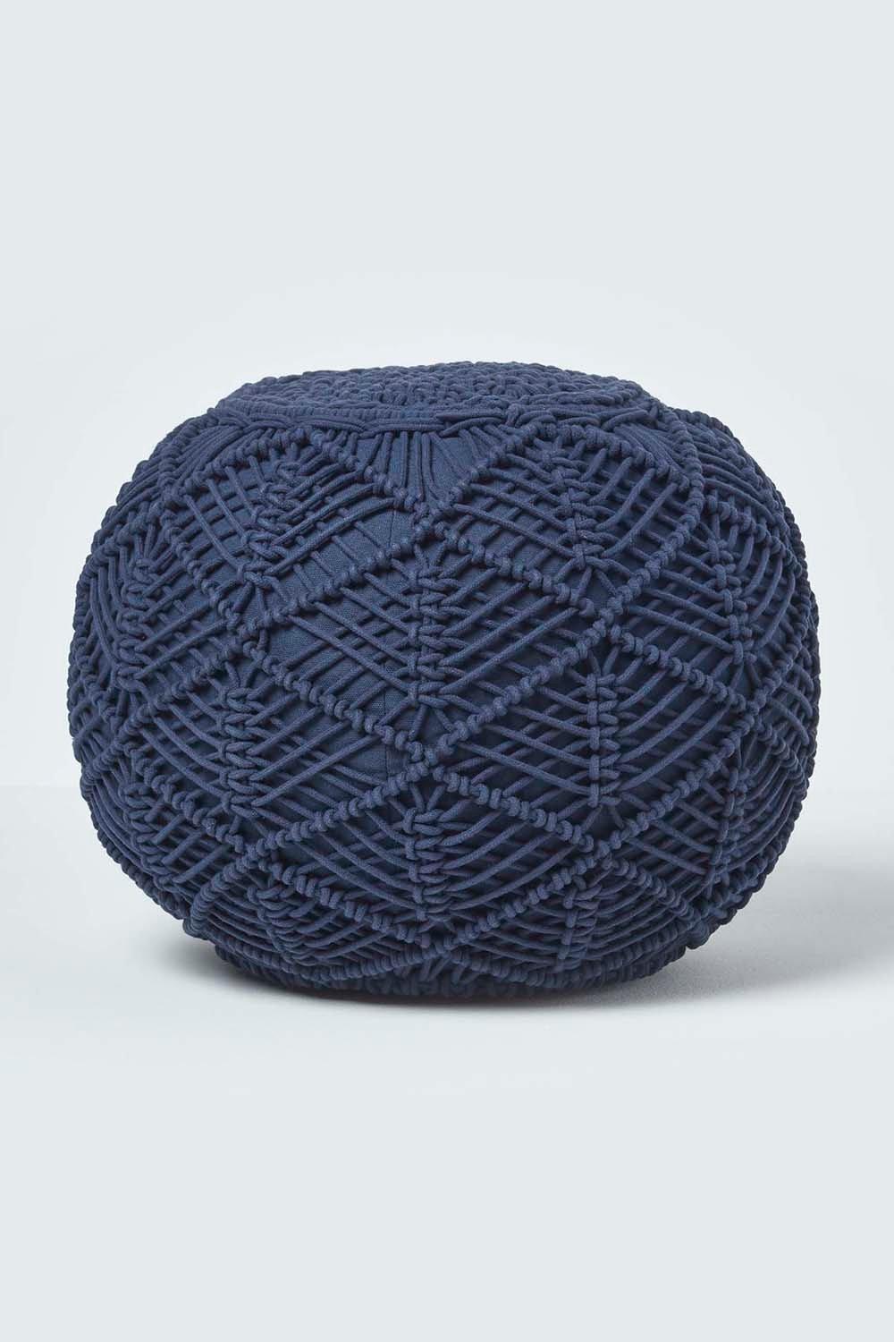 Macrame Knitted Pouffe 40 x 50 cm