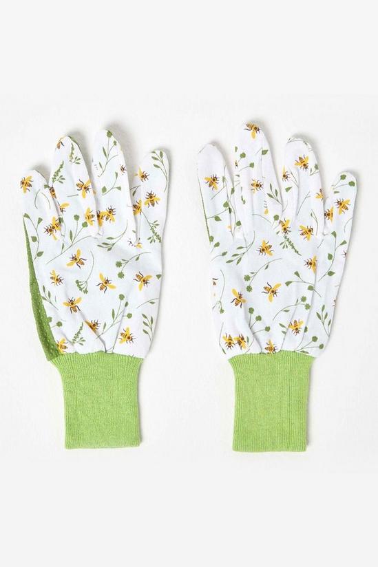 Homescapes Gardening Gloves with Floral Bee Design 1