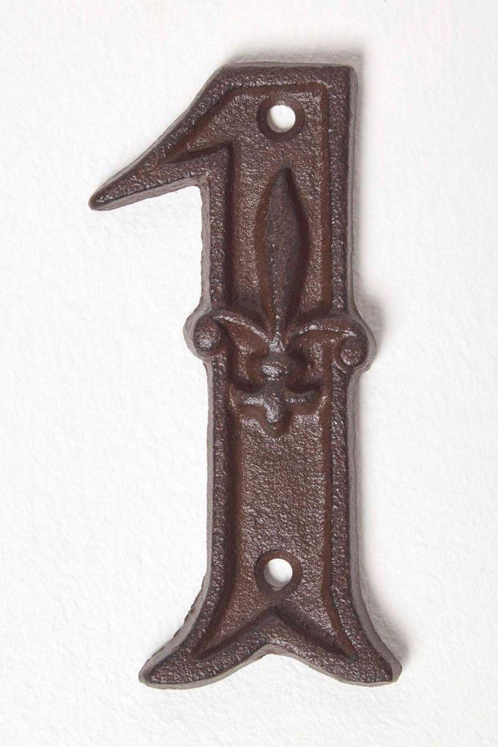 Homescapes Cast Iron House number, 1|brown
