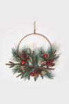 Homescapes Round Metal Hoop Traditional Christmas Wreath thumbnail 1