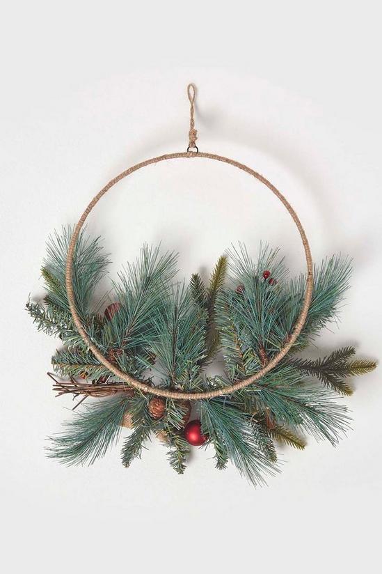 Homescapes Round Metal Hoop Traditional Christmas Wreath 4