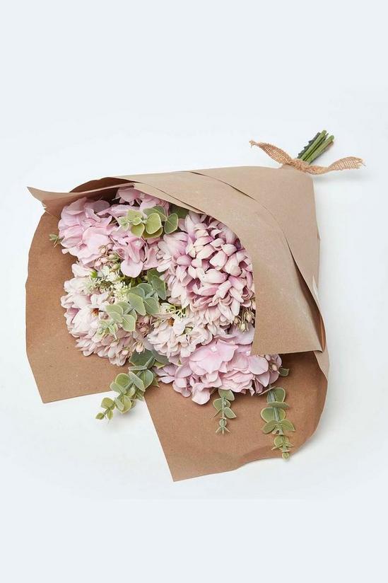 Homescapes Pom & Daisy Pink Artificial Bouquet in Brown Paper 1