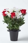 Homescapes Set of 2 Red & White Roses & Lilies Artificial Flowers in Grave Vases thumbnail 3