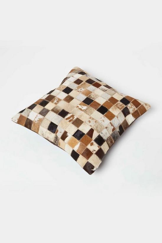 Homescapes Small Block Leather Cushion 45 x 45 cm 5