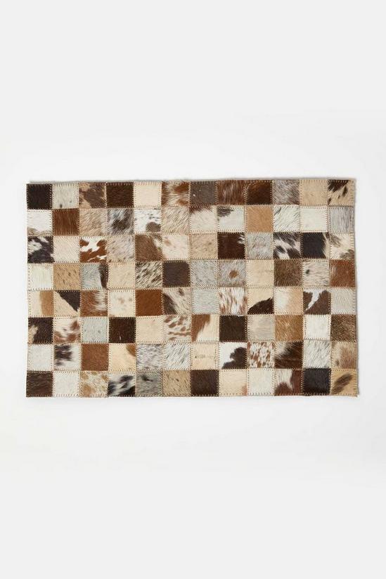 Homescapes Block Check Brown Leather Placemats Set of 4 2