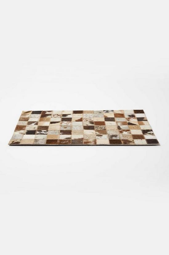 Homescapes Block Check Brown Leather Placemats Set of 4 5