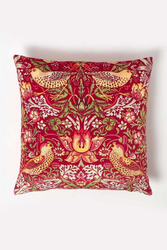 Homescapes William Morris Strawberry Thief Velvet Cushion 1